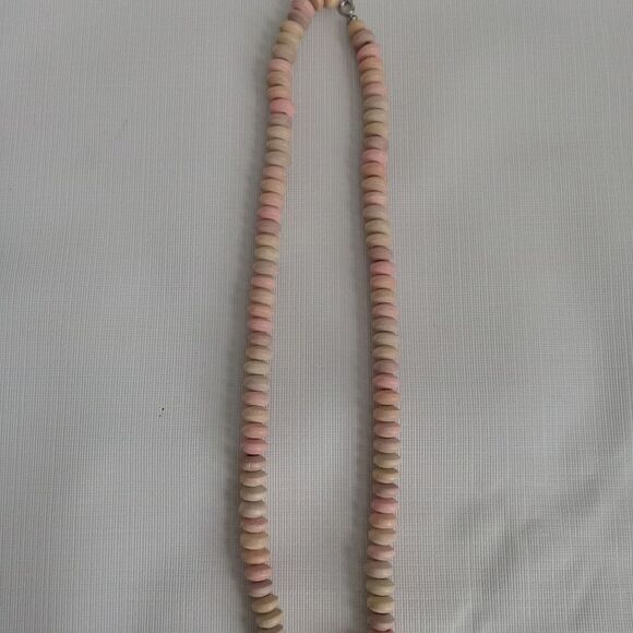 Multicolored Pastel Wooden Beaded Single Strand Lightweight Boho Style Necklace - Picture 3 of 9